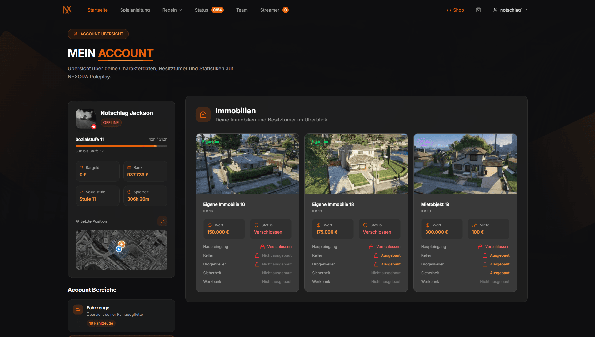 Account Übersicht Screenshot